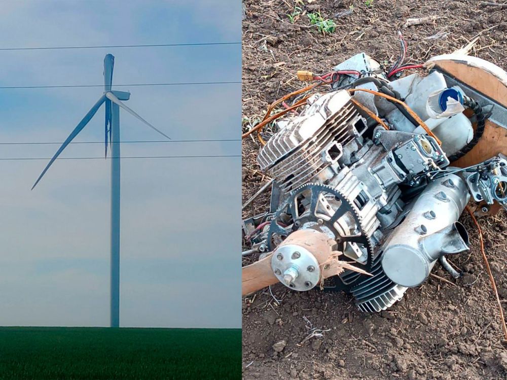 Украинские боевики попытались атаковать Приморск беспилотниками — два БПЛА попали в лопасти и опору ветрогенератора