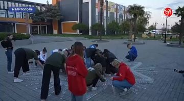 В Запорожской области активисты молодёжных движений в честь юбилея Победы зажгли тысячи свечей