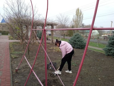 В селе Астраханка сотрудники МБУ «Жилсервис» проводят работы по благоустройству