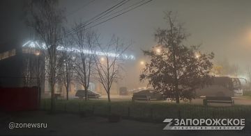 Вечерний Мелитополь окутан таинственным густым туманом, который преображает знакомые улицы в декорации для осенней сказки