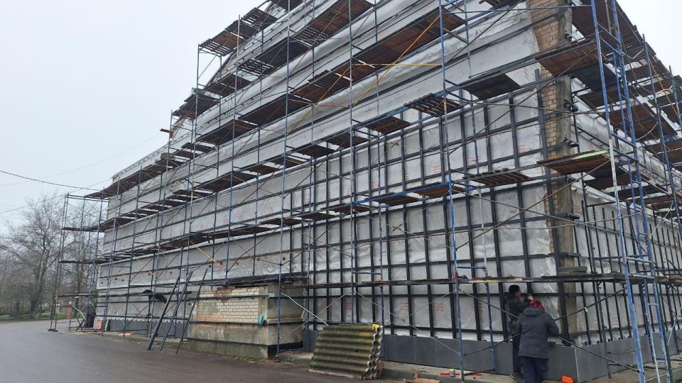 Архангельская область начала благоустройство фасада Терпеньевского Дома культуры