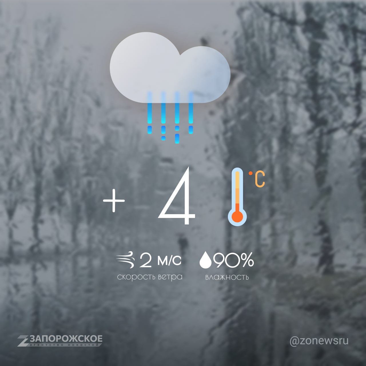 Пасмурная с небольшими осадками погода будет в Запорожской области во вторник