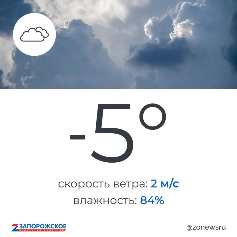 Облачная погода будет в Запорожской области в среду