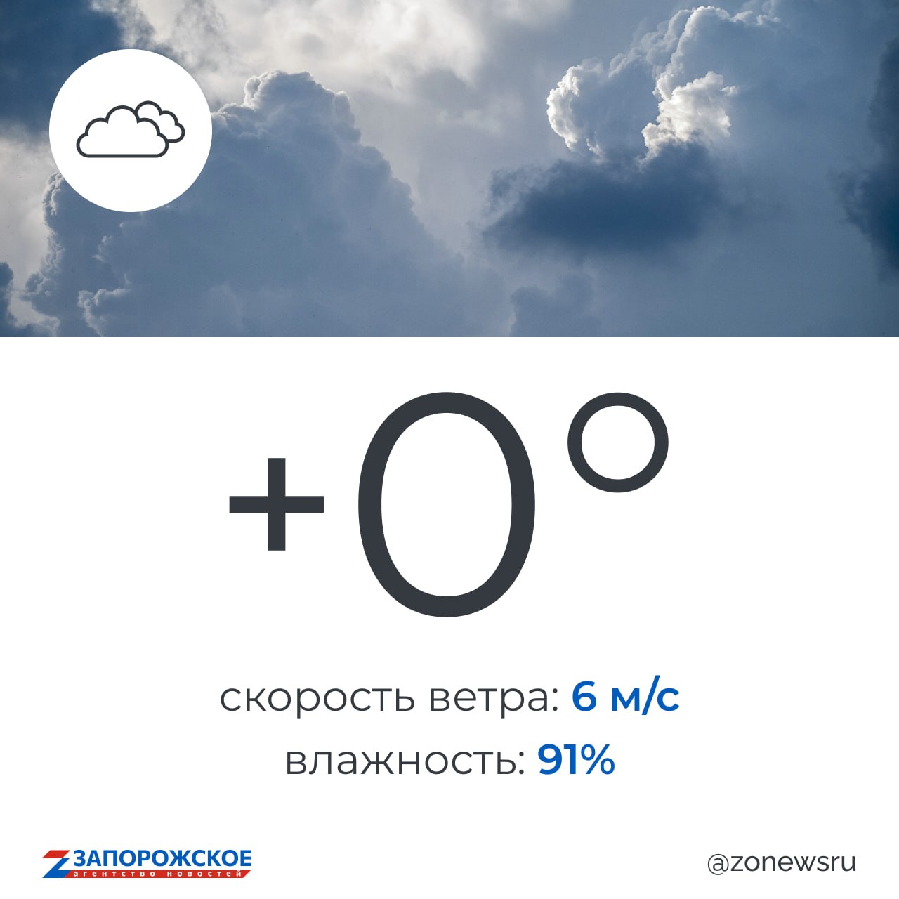 Пасмурная погода ожидается в Запорожской области в четверг
