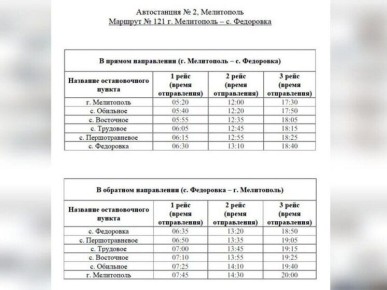 На автобусном маршруте «Мелитополь – Фёдоровка» изменилось расписание
