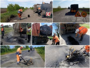 В Запорожской области продолжается ямочный ремонт дорог