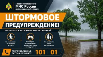 Штормовое предупреждение. По информации ФГБУ «Северо-Кавказское УГМС», 4 июля, начиная с утренних часов и до конца суток, местами на территории Запорожской области ожидается ухудшение погодных условий