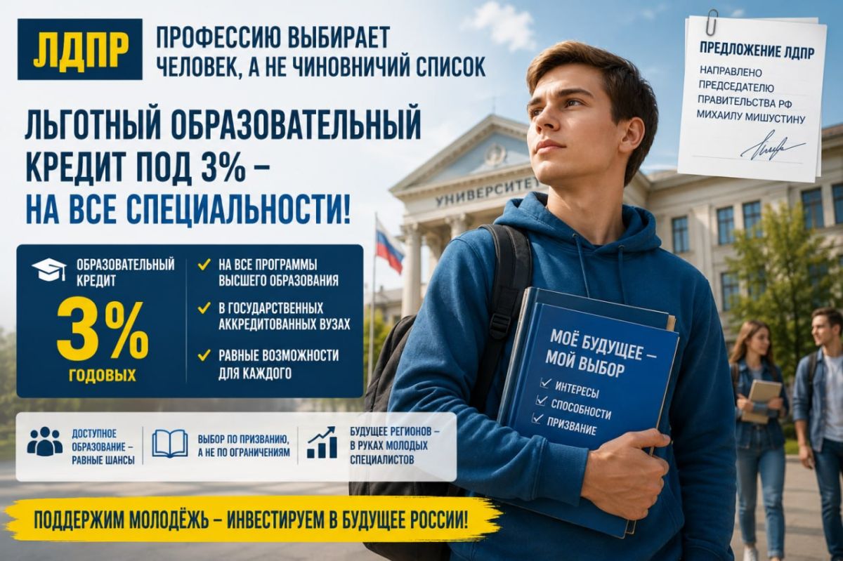 ЛДПР предложила распространить образовательный кредит под 3% на все специальности