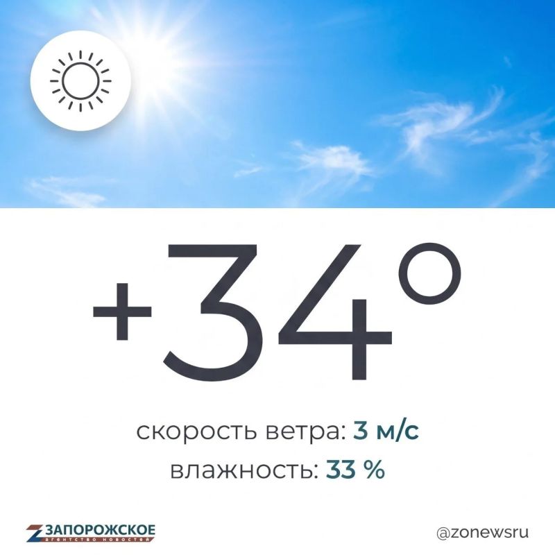 Ясная, солнечная погода ожидается в Запорожской области в субботу, 22 августа