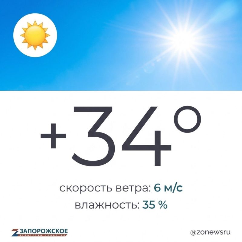 Ясная, солнечная погода ожидается в Запорожской области в воскресенье, 23 августа